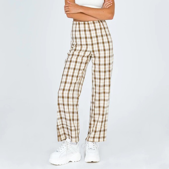 Princess Polly Pants - Euros Pants Yellow Check